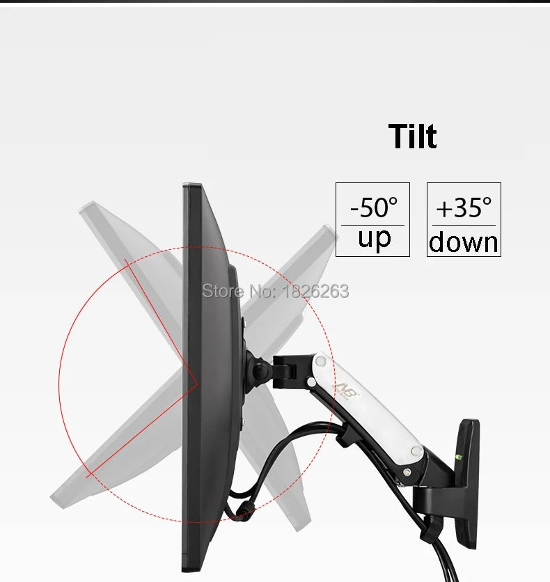 Gas Spring Full Motion TV Wall Mount LCD Monitor Holder Aluminum Arm Bracket Silver Black