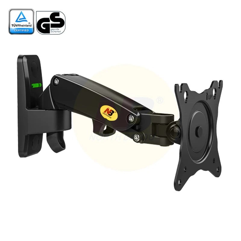 Gas Spring Full Motion TV Wall Mount LCD Monitor Holder Aluminum Arm Bracket Silver Black