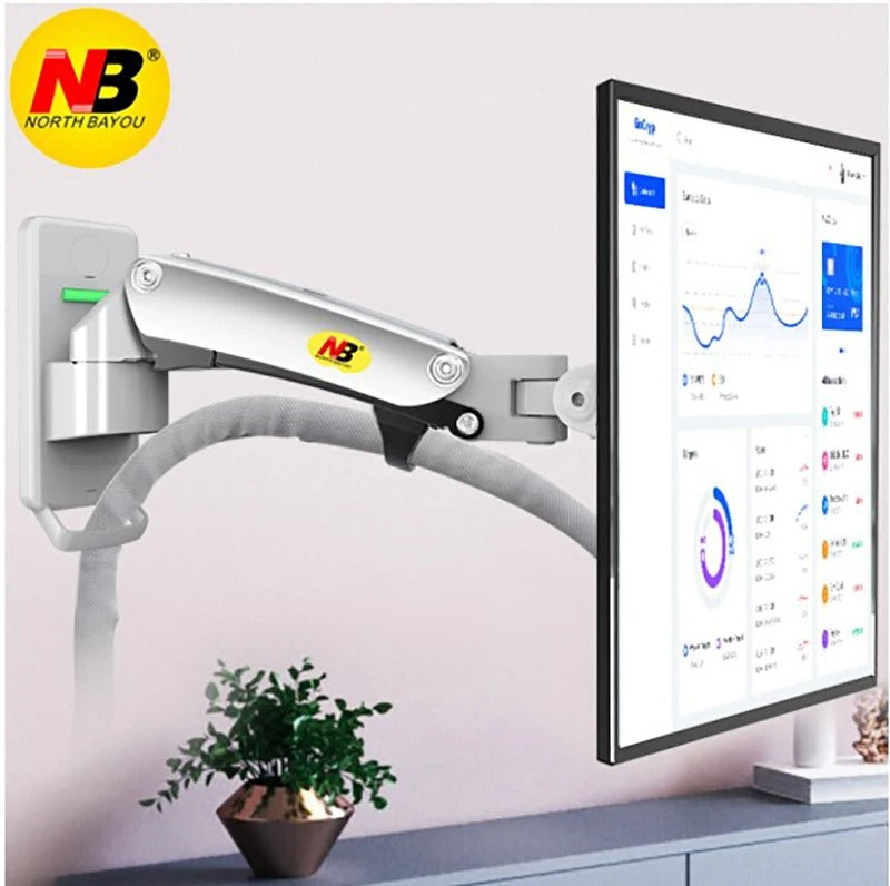 Gas Spring Full Motion TV Wall Mount LCD Monitor Holder Aluminum Arm Bracket Silver Black