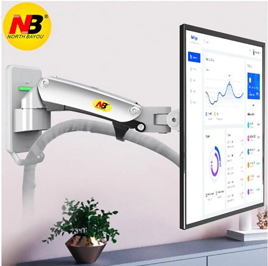 Gas Spring Full Motion TV Wall Mount LCD Monitor Holder Aluminum Arm Bracket Silver Black